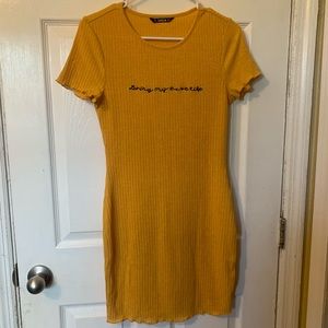 SHEIN Lettuce Trim Rib-knit Dress